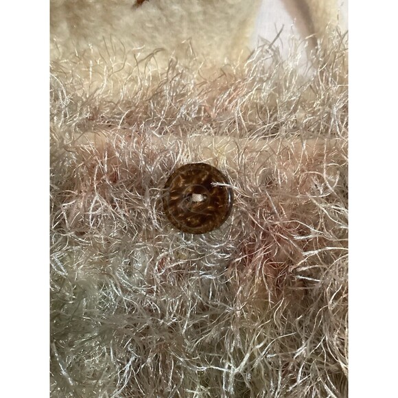 Handmade Felted Cream Wool Purse Bag Oatmeal Color Bronze Fluffy Boho Accent - Picture 11 of 13